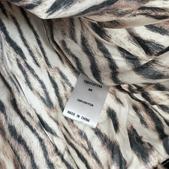 Tart Women’s Leopard Print Long Sleeve Top Sz M Blouse Ruffle Bell Sleeve Tan ** - Picture 7 of 11